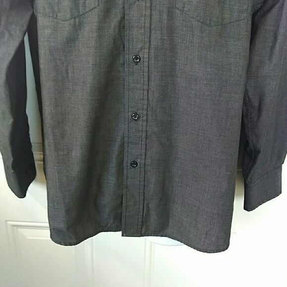 (3/$20) Beverly Hills Polo Club black button front shirt - Picture 3 of 8